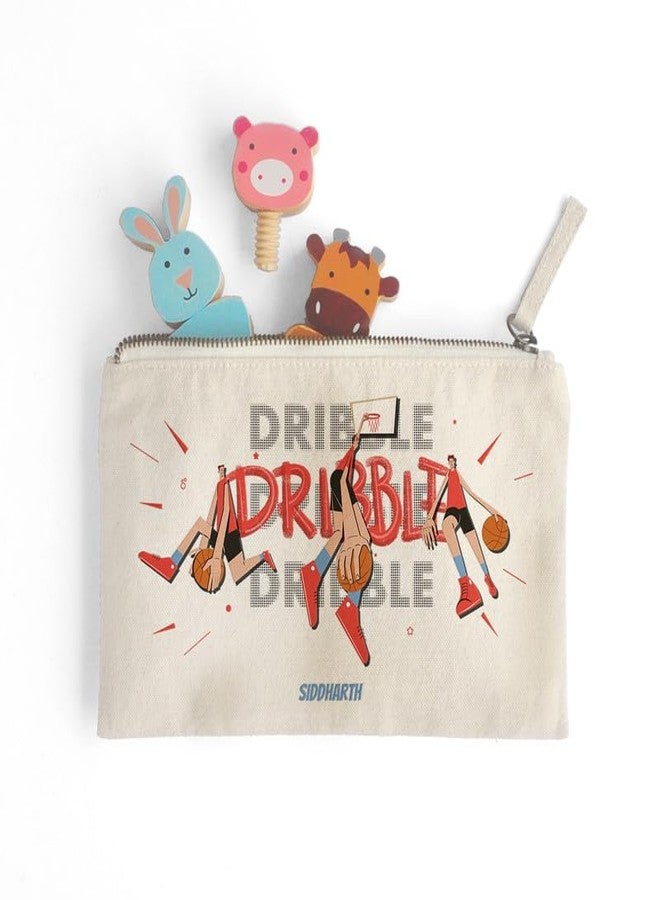 Zooboo Catch All Pouch Personalized with Kid's Names, 100% Cotton with Zipper, Pencil Pouch for Boys and Girls, School Supply Stationery Box Organizer for Students Basketball Fever Boy - Image 3